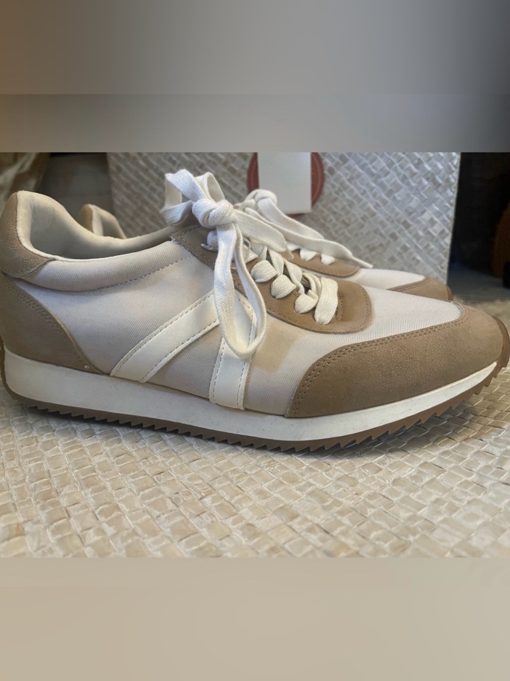 MIA Beige and White Women's Athletic Sneakers